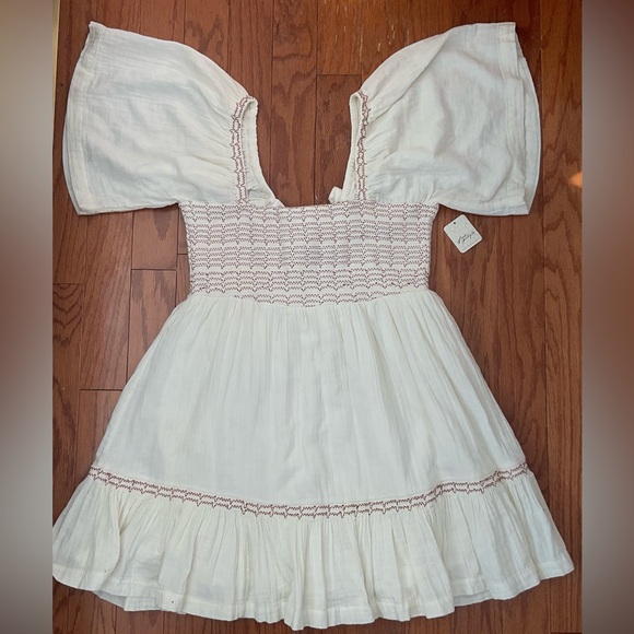 Free People Easy To Love Ivory Mini Dress Size Large NWT - Picture 5 of 16